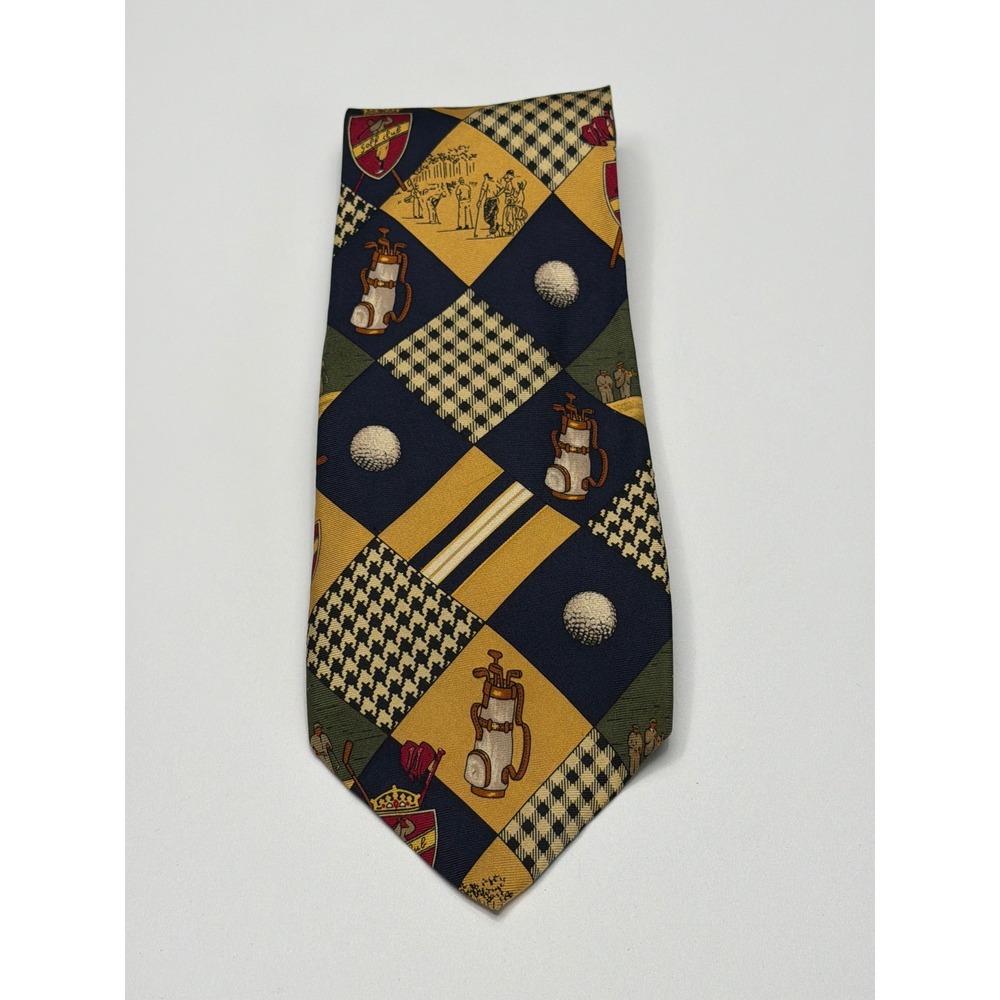 Nautica Mens Golf Club Print Silk Tie Hand Finished Made in‎ USA